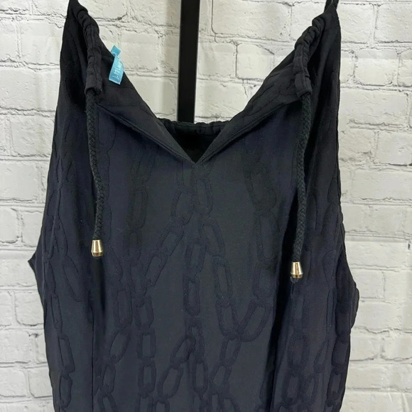 J McLaughlin Maria Halter Dress Size Lg Black Jacquard Chain Link Catalina Cloth - Picture 6 of 8